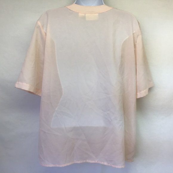 Women's Pink Pleated Lace Short Sleeve Blouse 14M - Picture 5 of 6